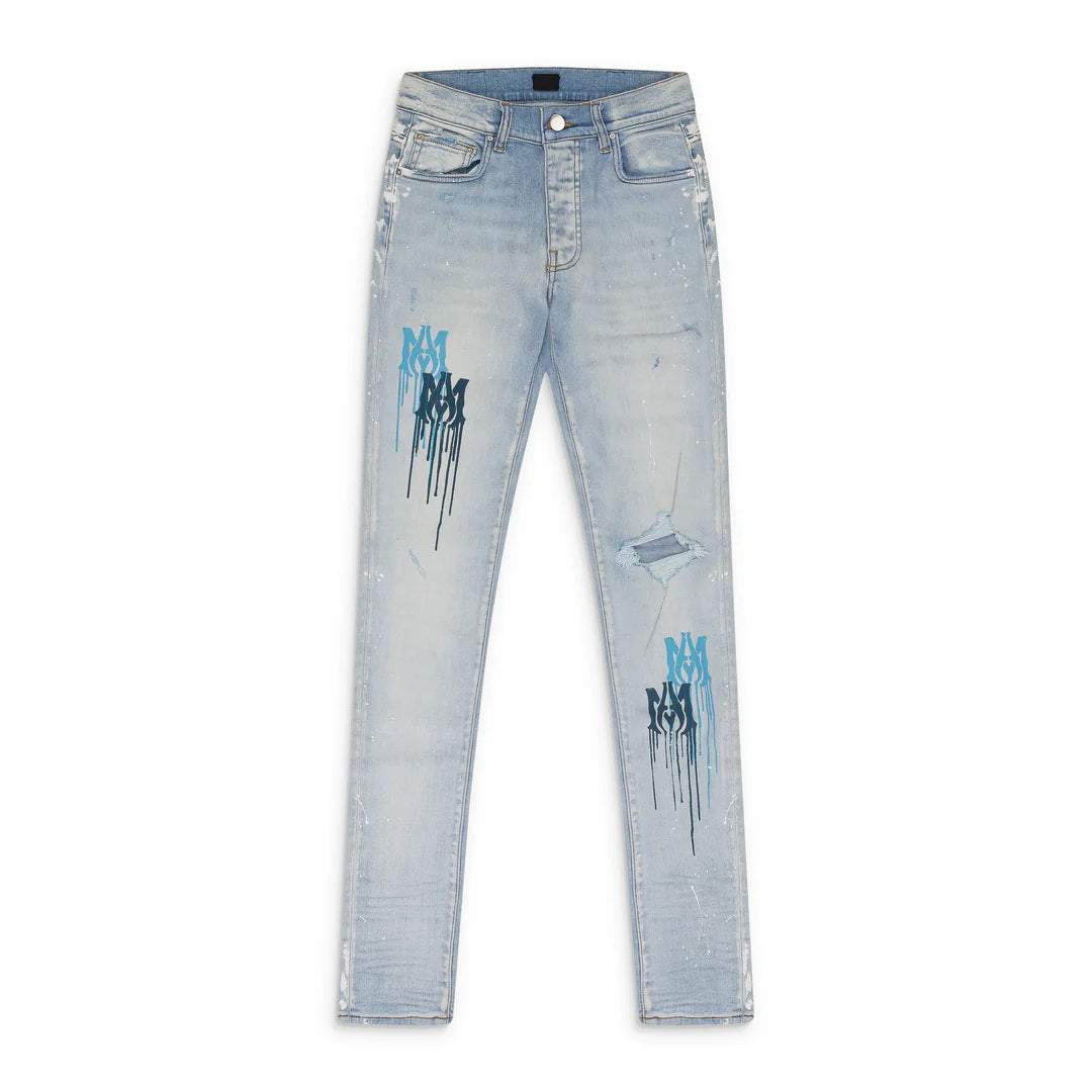 Amiri Light Indigo MA Drip Skinny Jeans