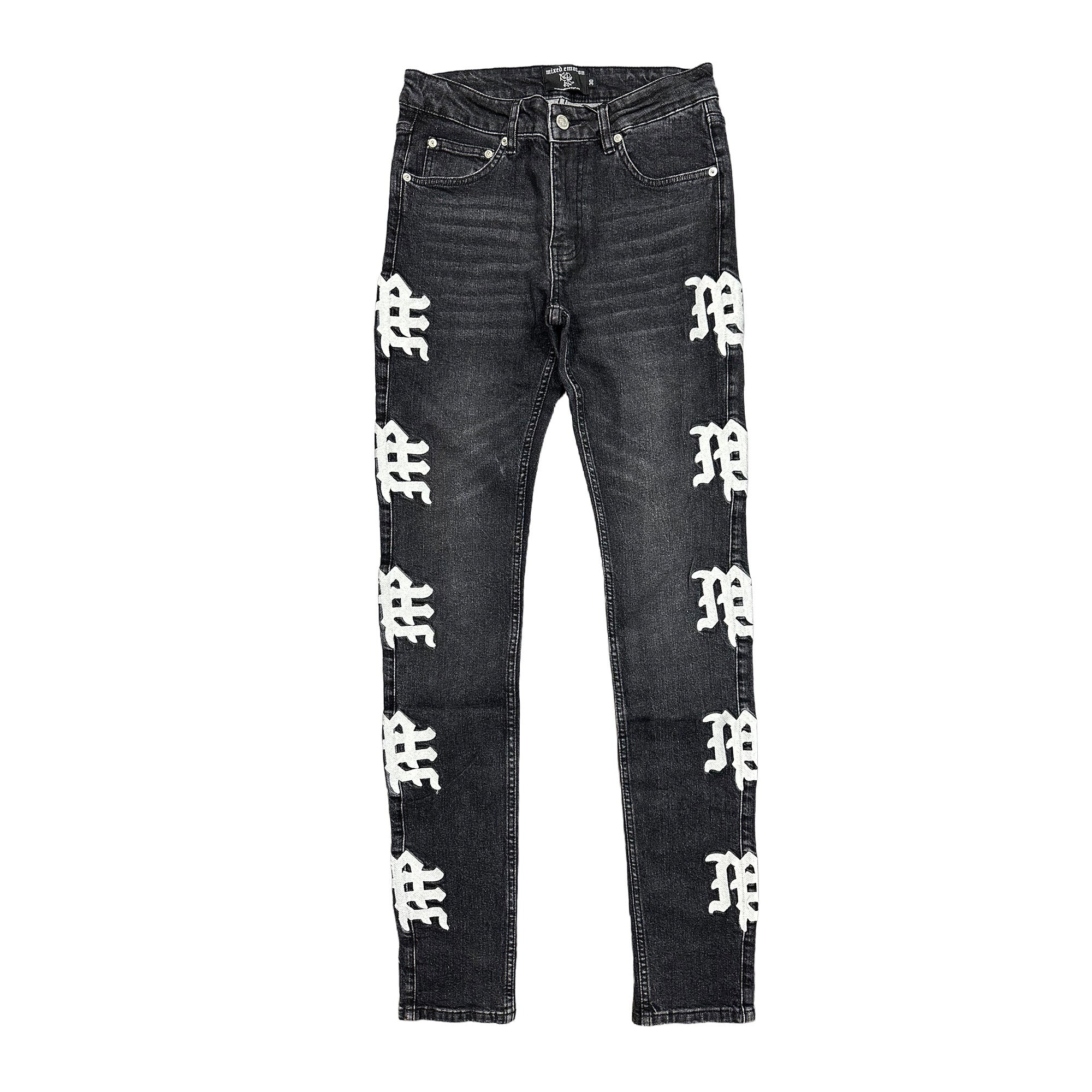 Mixed Emotion Monogram Denim Black Wash-Empxre Boutique