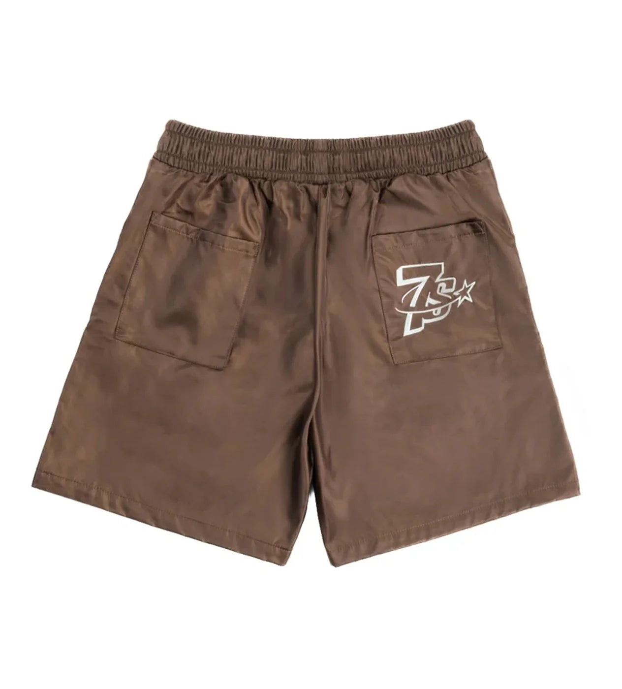 Triple Sevens Nylon Button Up Shorts Brown