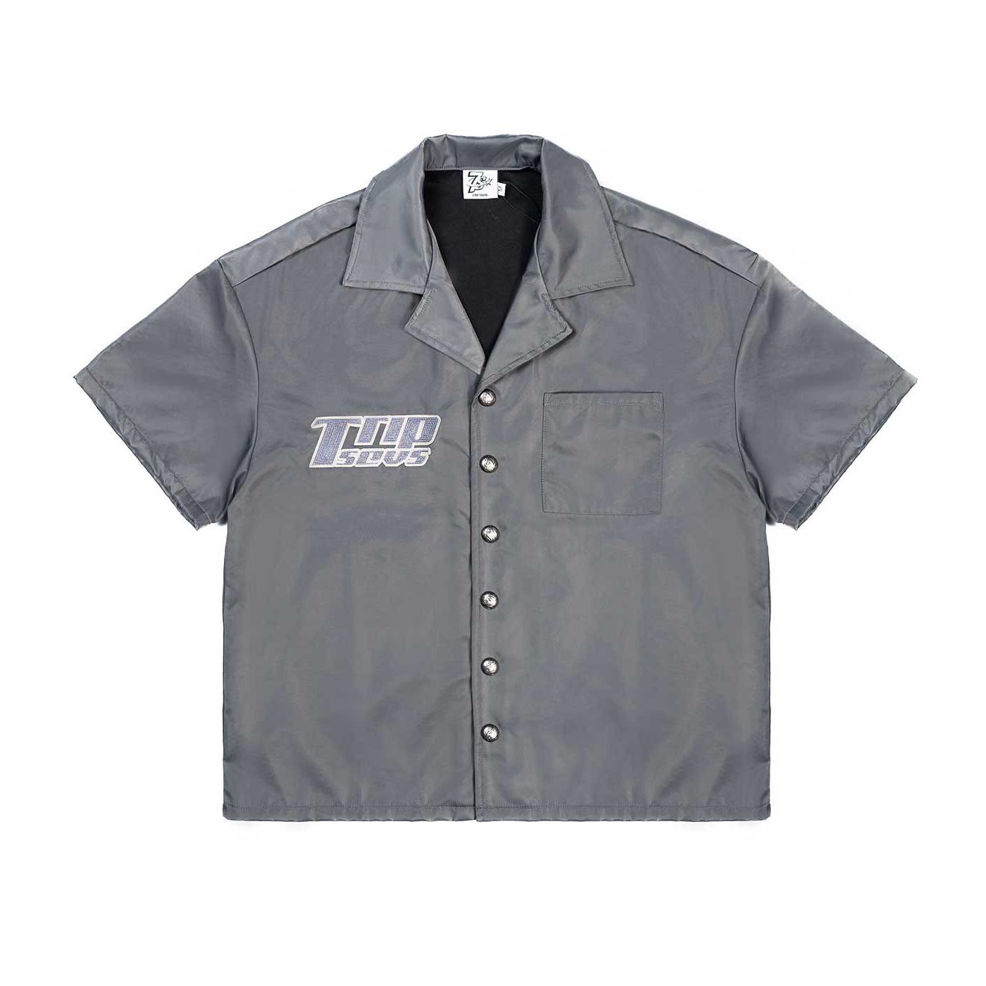 Triple Sevens Nylon Button Up Shirt Grey-Empxre Boutique