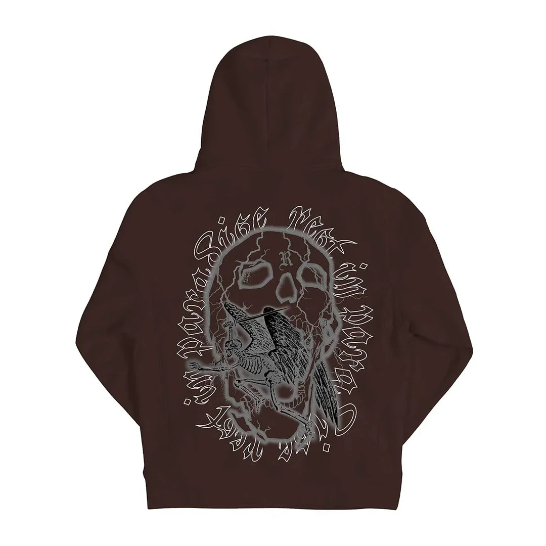 Revenge Skeleton Angel Hoodie Brown-Empxre Boutique