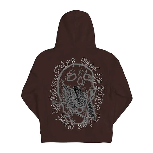 Revenge Skeleton Angel Hoodie Brown-Empxre Boutique