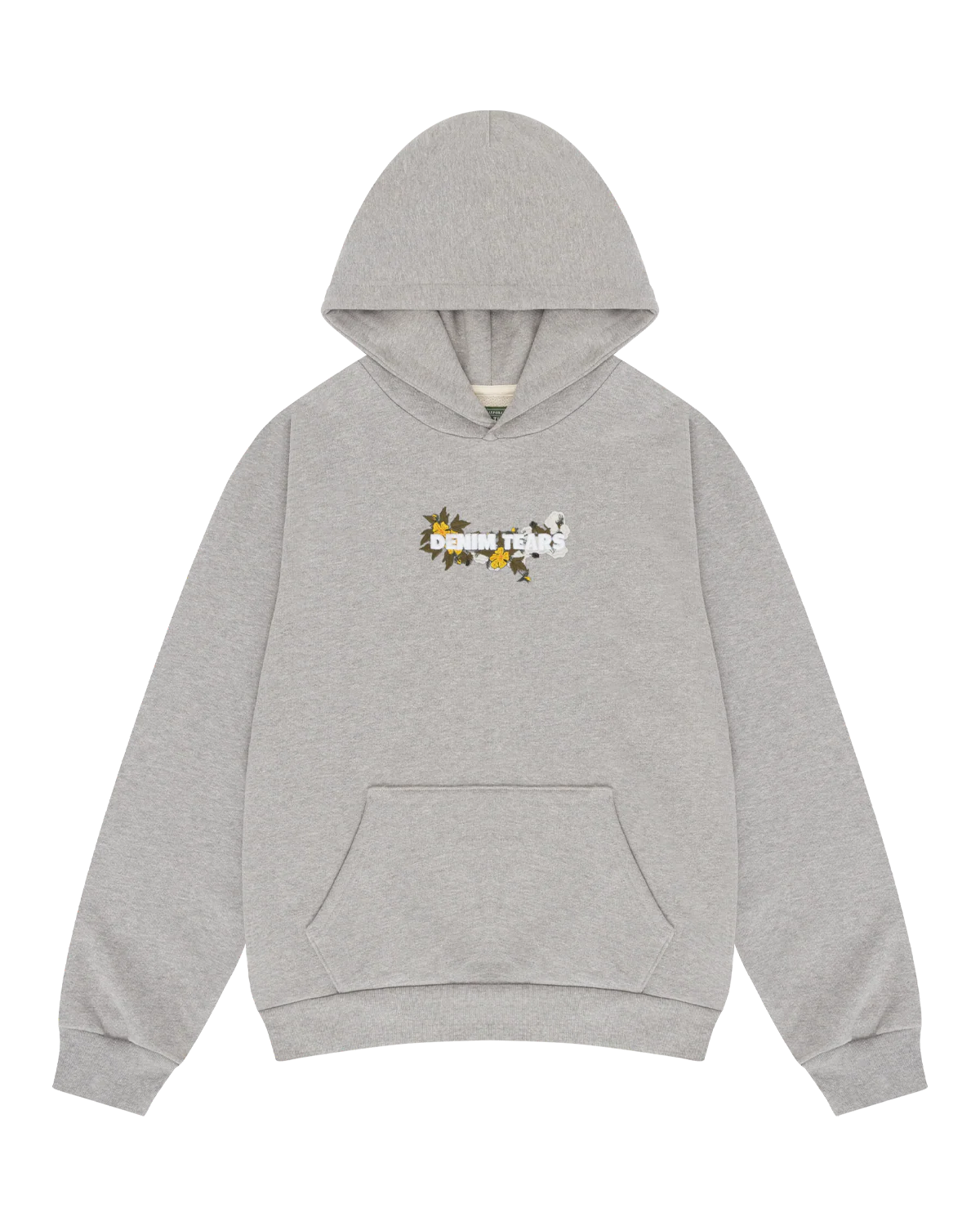 Denim Tears Embroidered Floral Logo Hoodie Grey-Empxre Boutique