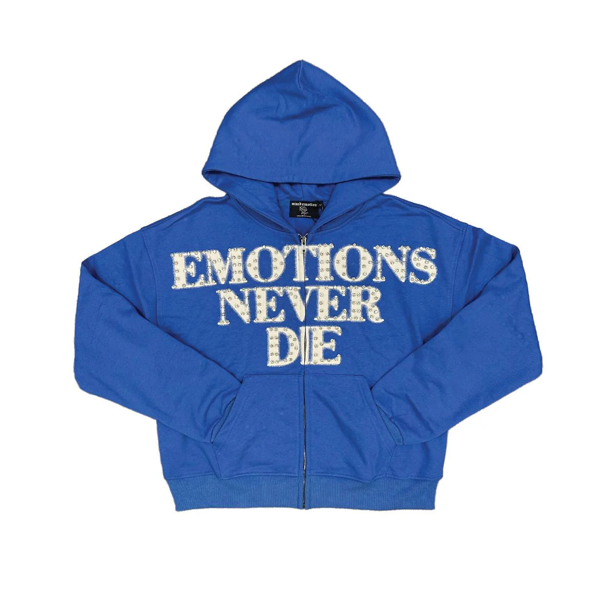 Mixed Emotions END Rhinestone Hoodie Blue-Hoodies-Empxre Boutique