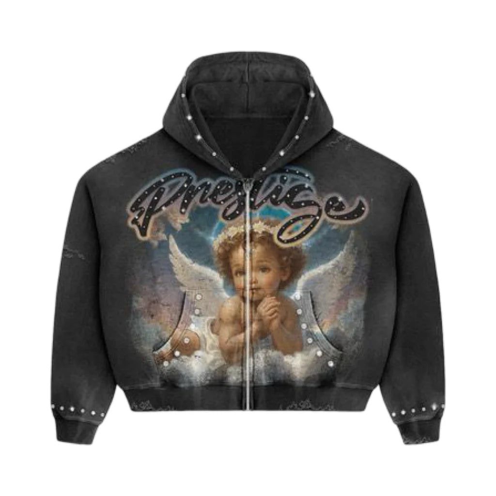 Prestige Angel Hoodie Black Blue-Empxre Boutique