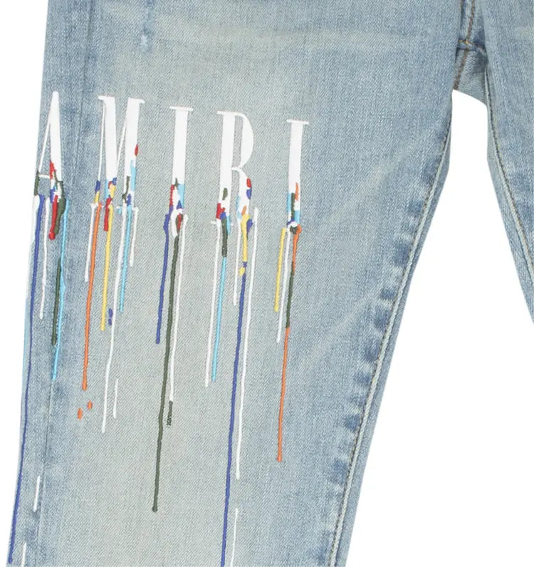 Amiri Paint Drip Logo Straight-Fit Jeans-Empxre Boutique
