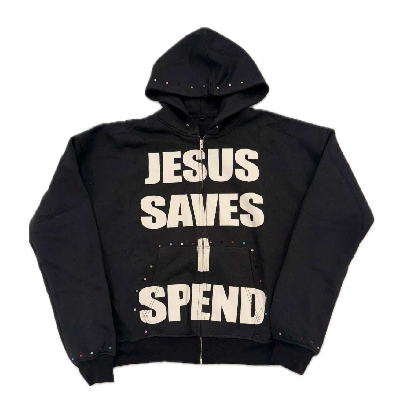 Jesus Saves I Spend Hoodie Black-Empxre Boutique