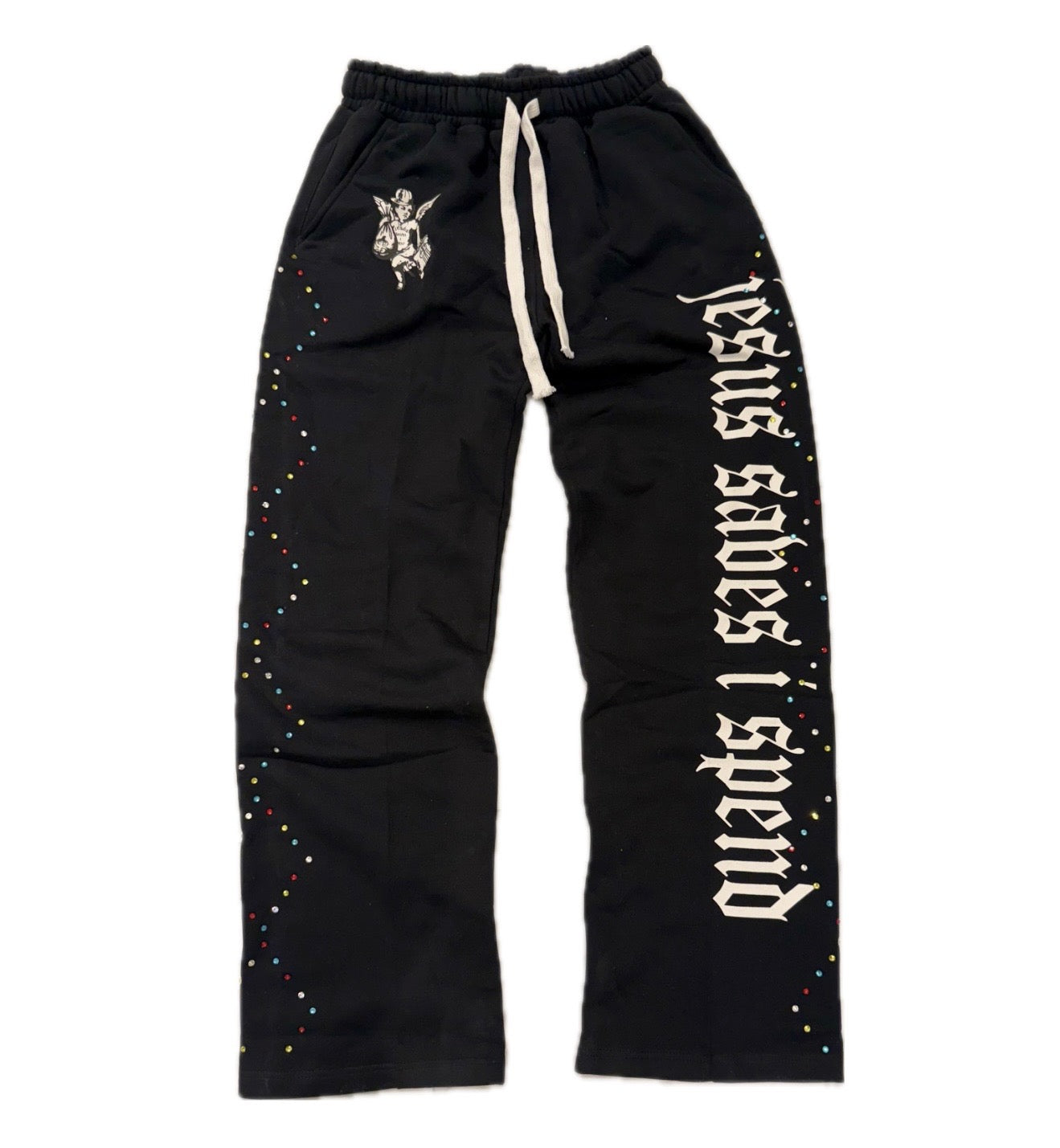 Jesus Saves I Spend Sweatpants Black-Empxre Boutique