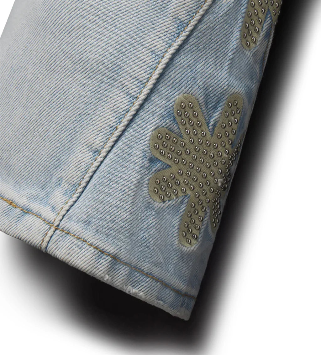 Lost Shdws Bone on Blue Sun Logo Denim