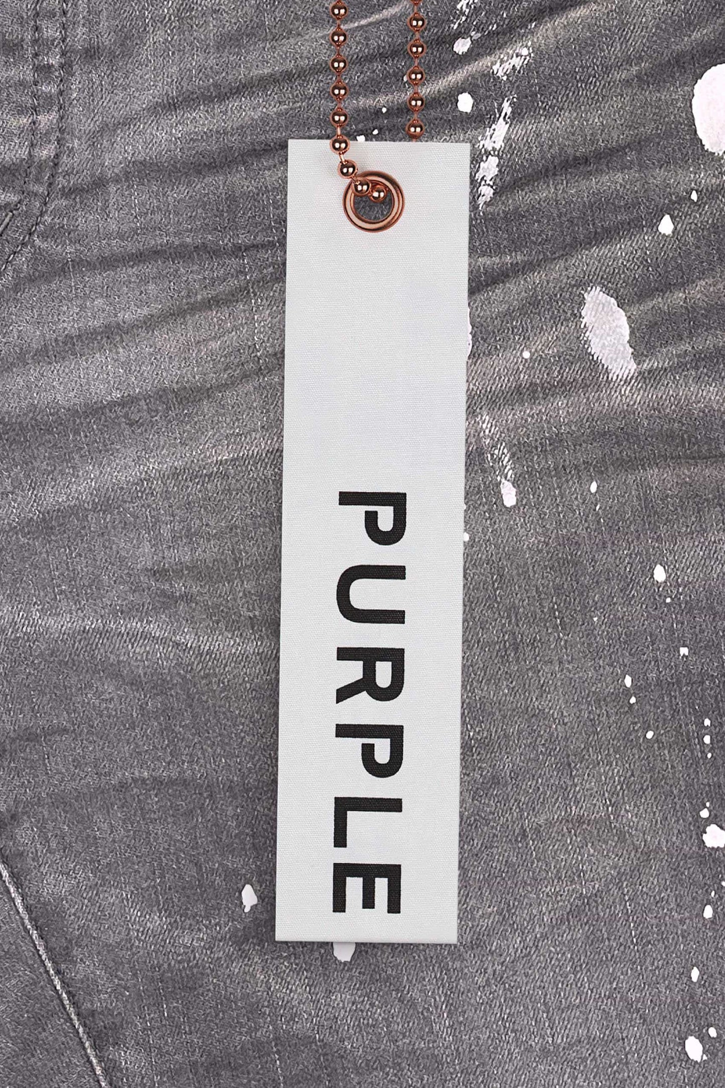 Purple Brand Painted Ripped Knee Slit Skinny Jeans Worn Grey