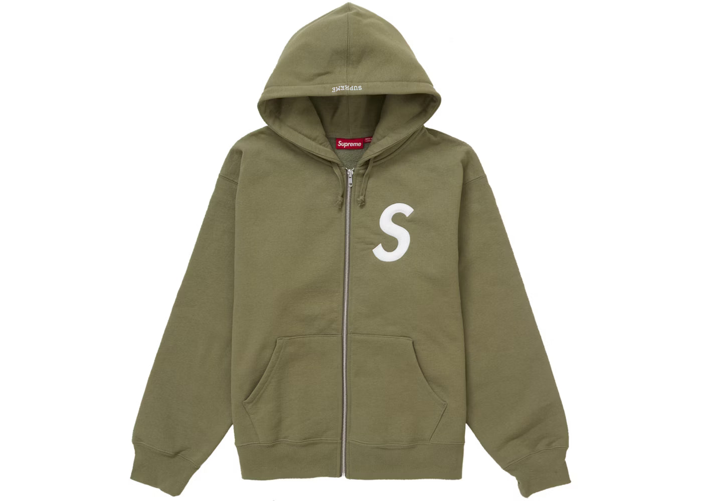 Supreme S Logo Zip Up Hooded Sweatshirt Olive