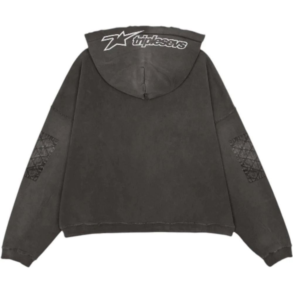 Triple Sevens Moto Zip Up Hoodie Black-Empxre Boutique