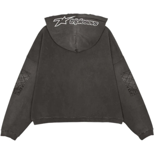 Triple Sevens Moto Zip Up Hoodie Black