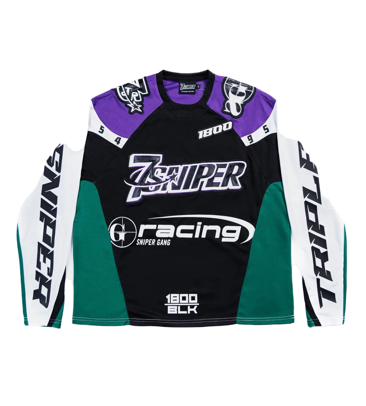 Triple Sevens x Sniper Gang 1800 Racing Jersey Green Purple-Empxre Boutique