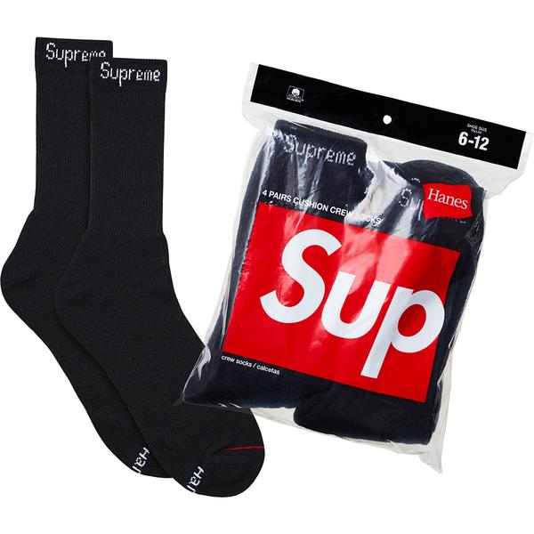 Supreme®/Hanes® Crew Socks Black 4 Pack
