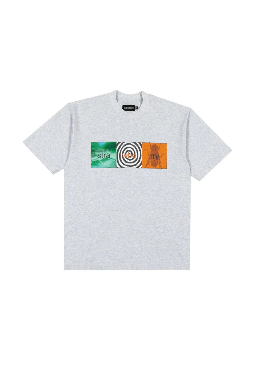 Strawberry Flies Bone Tee Grey-Empxre Boutique