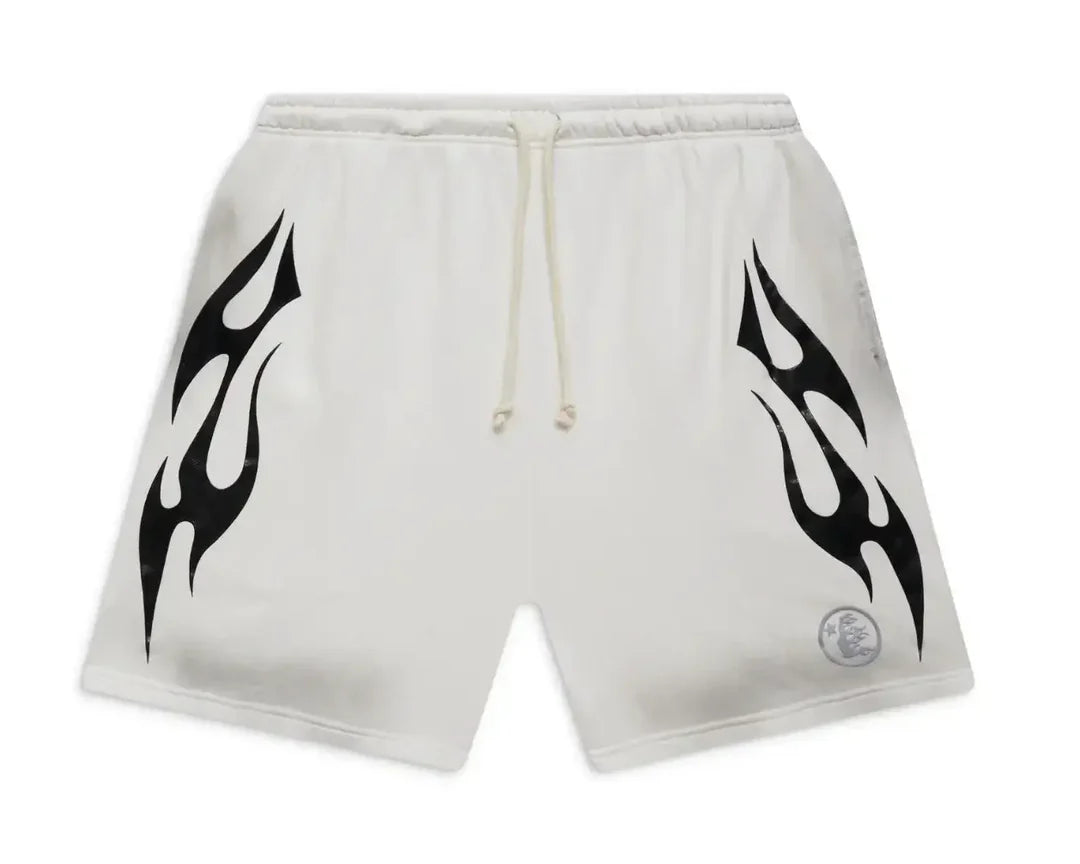 Hellstar Flame Shorts White-Empxre Boutique