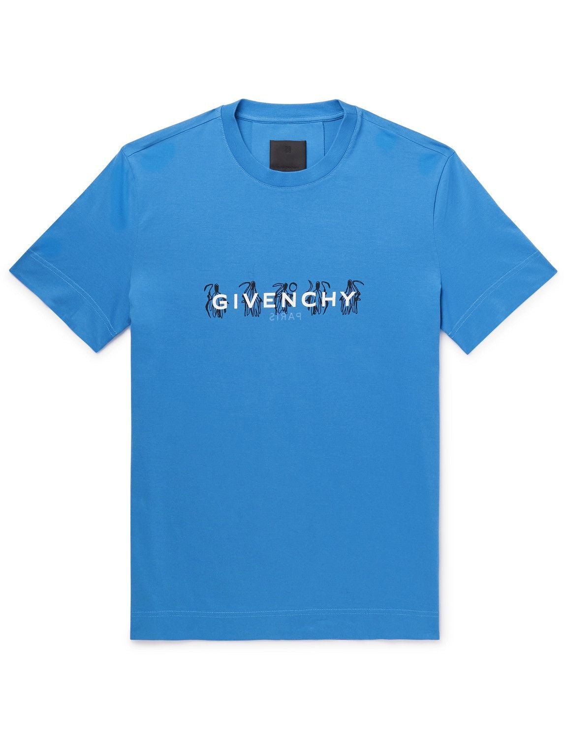 Givenchy Josh Smith Logo Print Cotton Jersey Tee Blue-Empxre Boutique