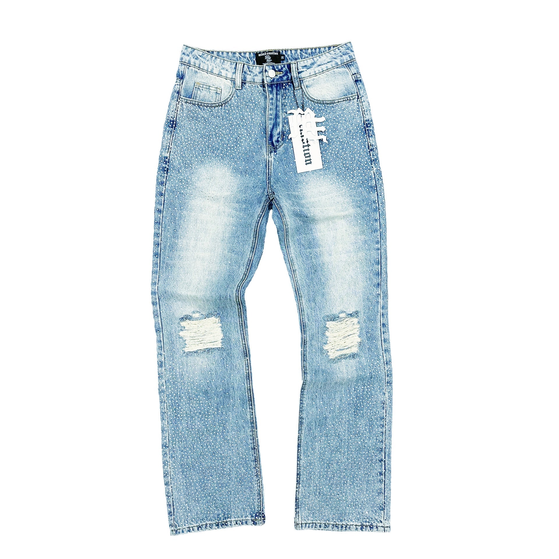 Mixed Emotions ME Rhinestone Jeans Blue-Empxre Boutique