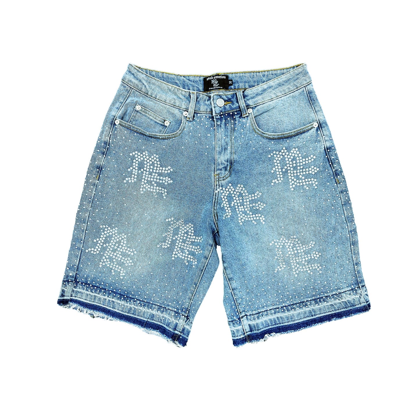 Mixed Emotions ME Rhinestone Blue Denim Shorts