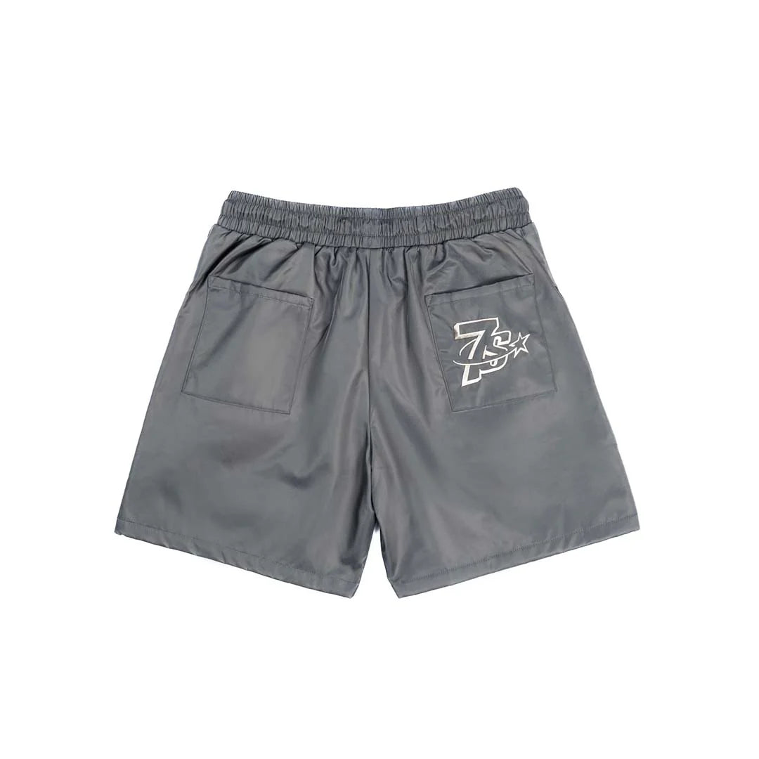 Triple Sevens Nylon Button Up Shorts Grey-Empxre Boutique