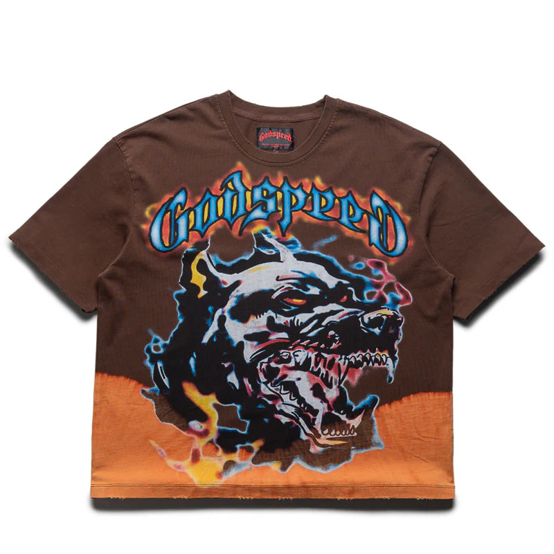 Godspeed Off the Leash Tee Brown Bleached Wash-Empxre Boutique