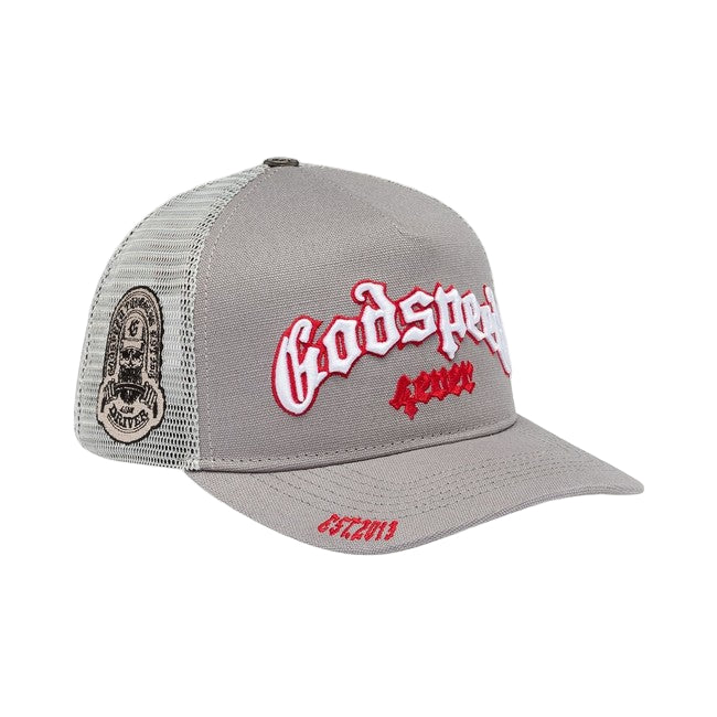 Godspeed Trucker Hat Grey Red-Empxre Boutique