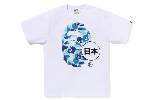 BAPE JAPAN BIG APE HEAD TEE White Blue-Empxre Boutique