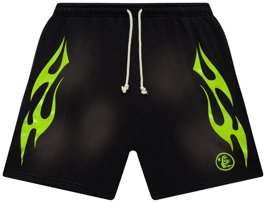 Hellstar Flame Shorts Green