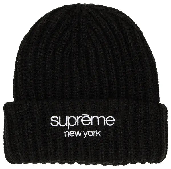 Supreme Chunky Rib Classic Logo Beanie Black-Empxre Boutique