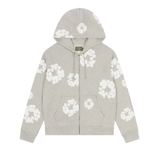 Denim Tears Cotton Wreath Zip Hoodie Grey