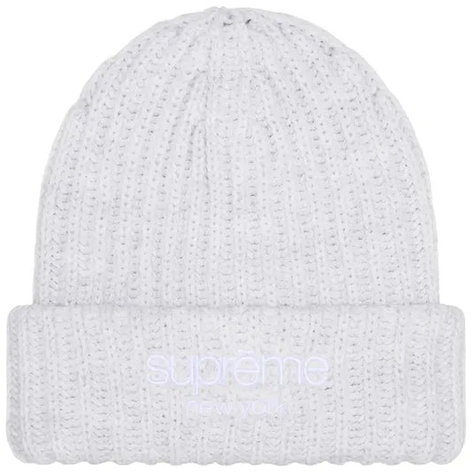 Supreme Chunky Rib Classic Logo Beanie Ash Grey