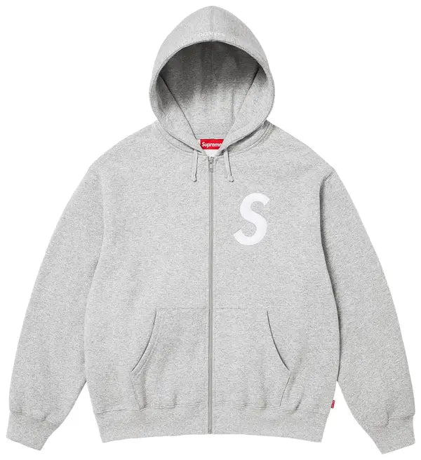 Supreme S Logo Zip Up Hooded Sweatshirt 'Heather Grey' (Pre-Owned)-Hoodies-Empxre Boutique