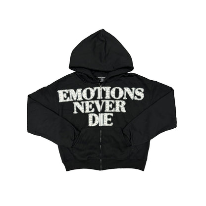 Mixed Emotions END Rhinestone Hoodie Black-Empxre Boutique