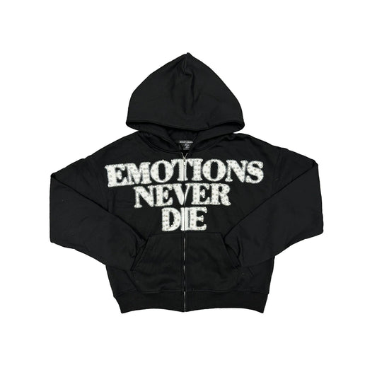 Mixed Emotions END Rhinestone Hoodie Black-Empxre Boutique