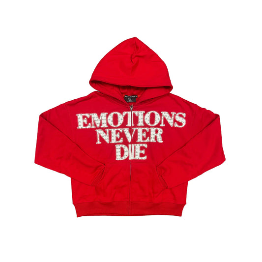 Mixed Emotions END Rhinestone Hoodie Red-Empxre Boutique