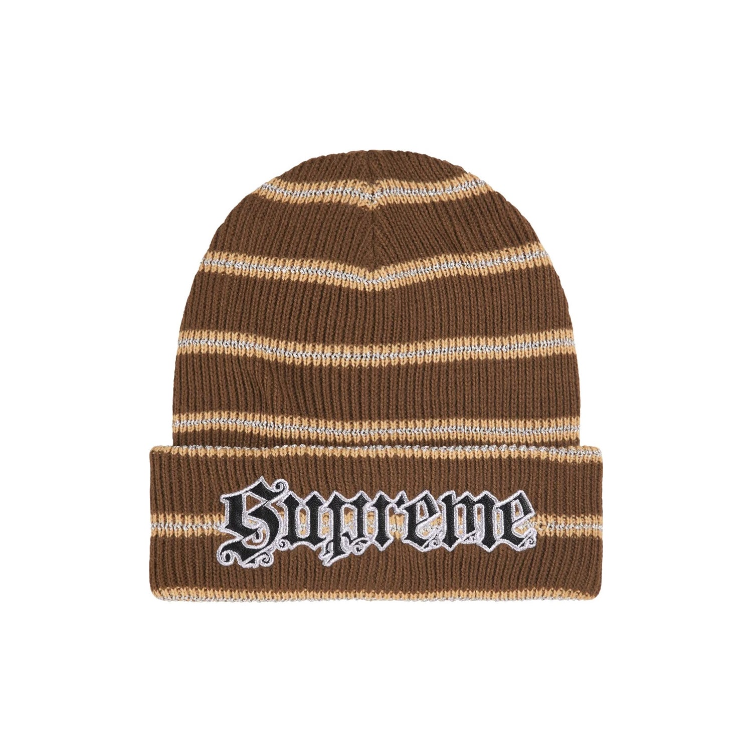 Supreme Brown Metallic Stripe Beanie – Empxre Boutique