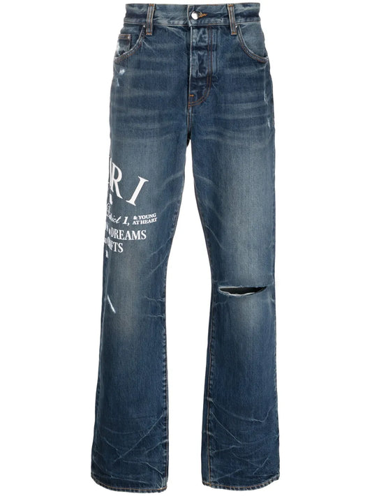 AMIRI Indigo Embroidered Jeans-Empxre Boutique