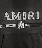 Amiri Distressed Bar-Logo Hoodie Black-Hoodies-Empxre Boutique