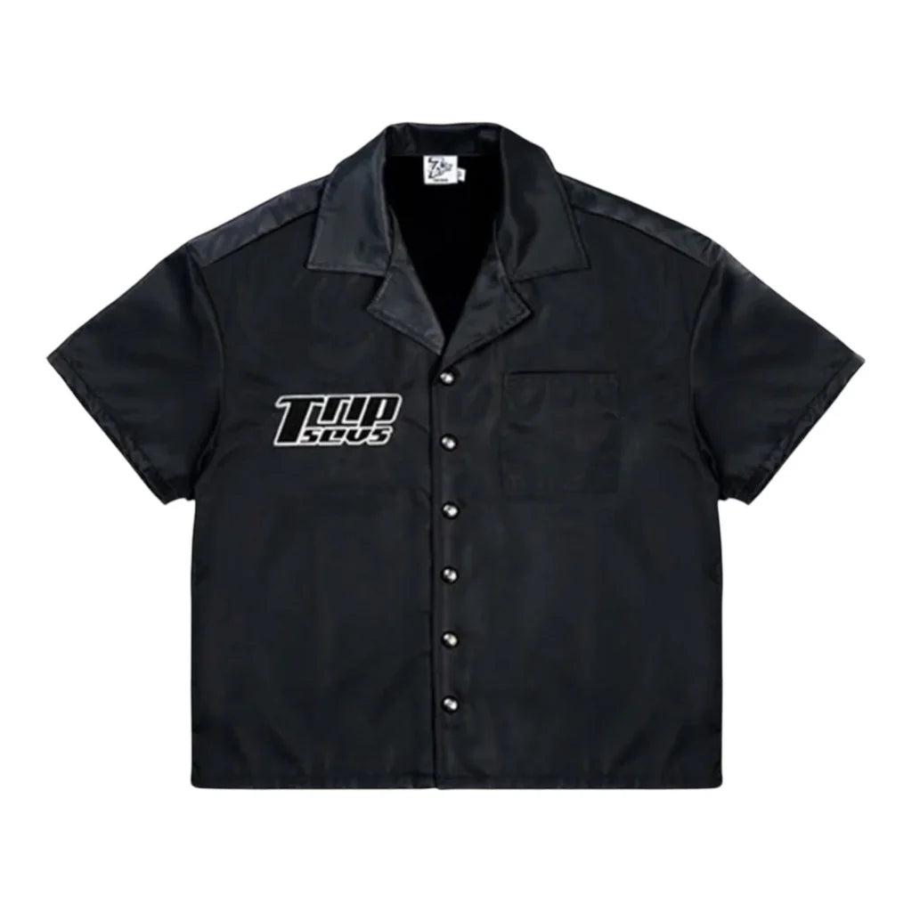 Triple Sevens Nylon Button Up Shirt Black-Empxre Boutique
