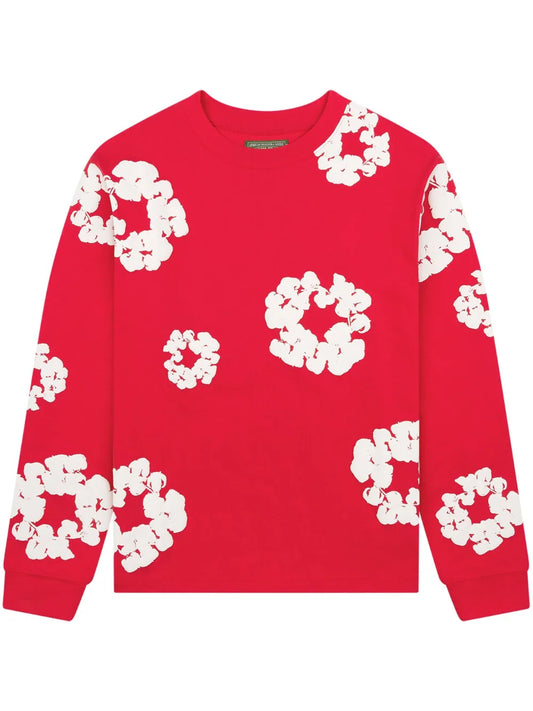 Denim Tears Long Sleeve Cotton Wreath T-shirt Red