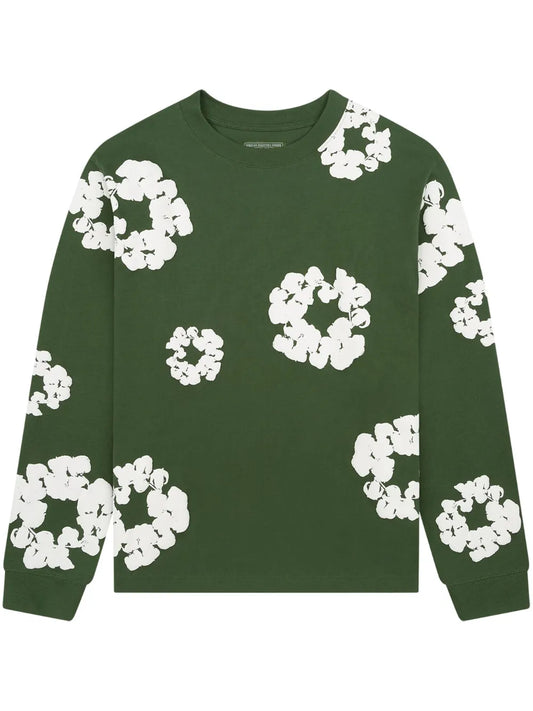 Denim Tears Long Sleeve Cotton Wreath T-shirt Green
