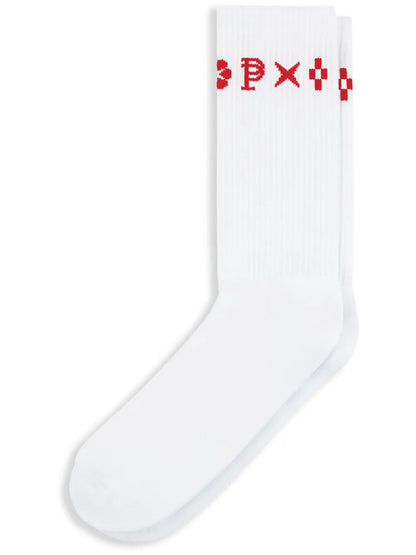 Purple Brand	MONOGRAM CREW WHITE SOCKS