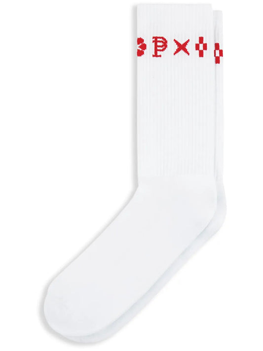 Purple Brand	MONOGRAM CREW WHITE SOCKS