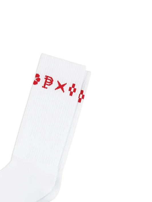 Purple Brand	MONOGRAM CREW WHITE SOCKS