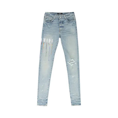 Amiri Paint Drip Logo Straight-Fit Jeans-Empxre Boutique