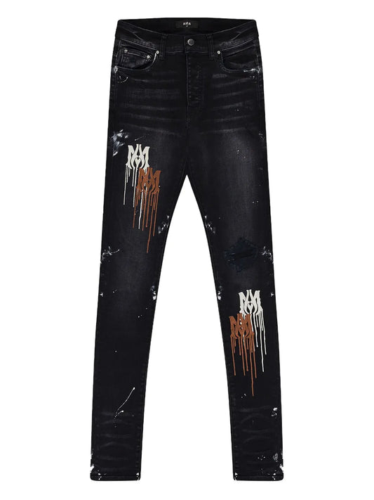 Amiri Aged Black MA Drip Skinny Jeans