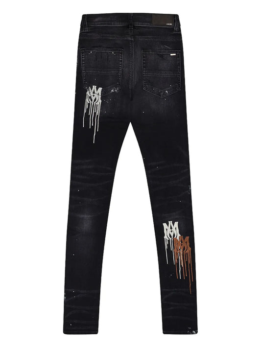 Amiri Aged Black MA Drip Skinny Jeans