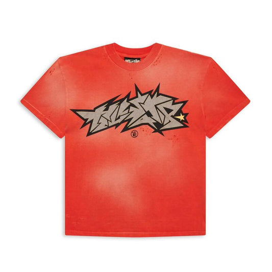 Hellstar Cracked Logo Distressed Tee Red