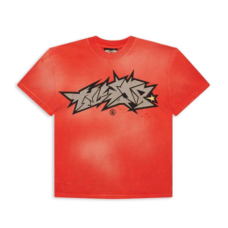 Hellstar Cracked Logo Distressed Tee Red-Empxre Boutique